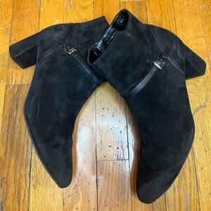 Cole Haan Black Suede Ankle Boots with Classy Ankle Strap